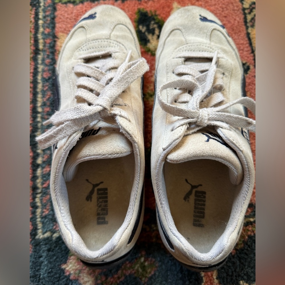 Vintage RARE Puma Speedcat suede Sneakers gray / navy blue sz 8.5 / 39 - Picture 11 of 16